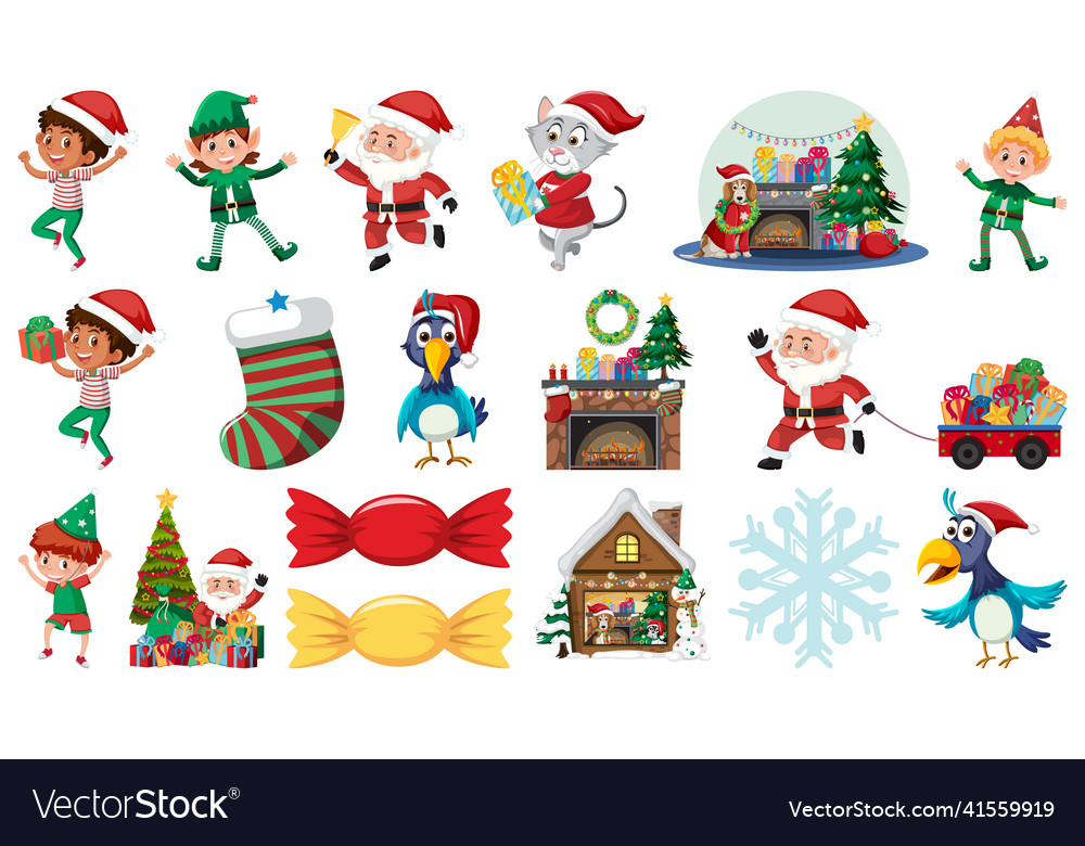 Set of isolated objects christmas theme