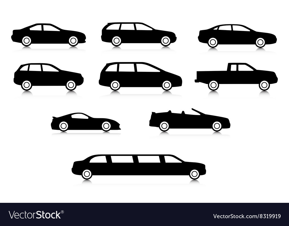 Silhouettes different body car types Royalty Free Vector