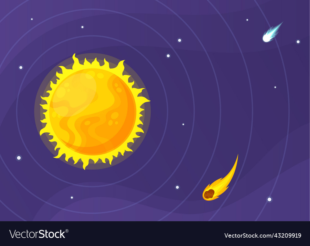 Sun with planet orbits and comet in deep space vector image Sun with planet orbits and comet in deep space