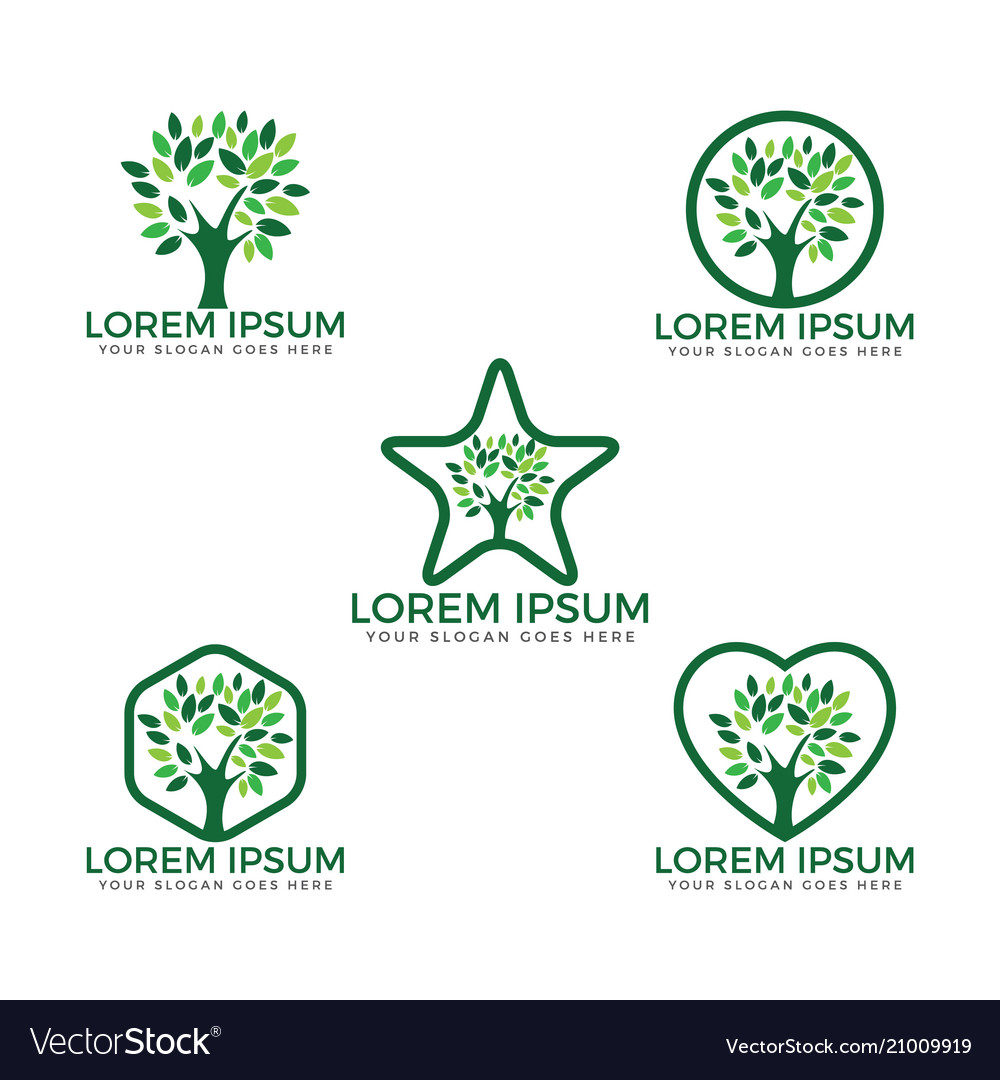 Tree set logos design Vector Image Tree set logos design