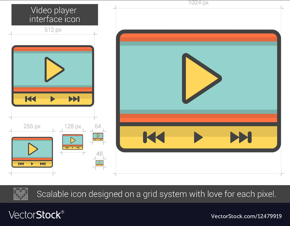 Video player interface line icon