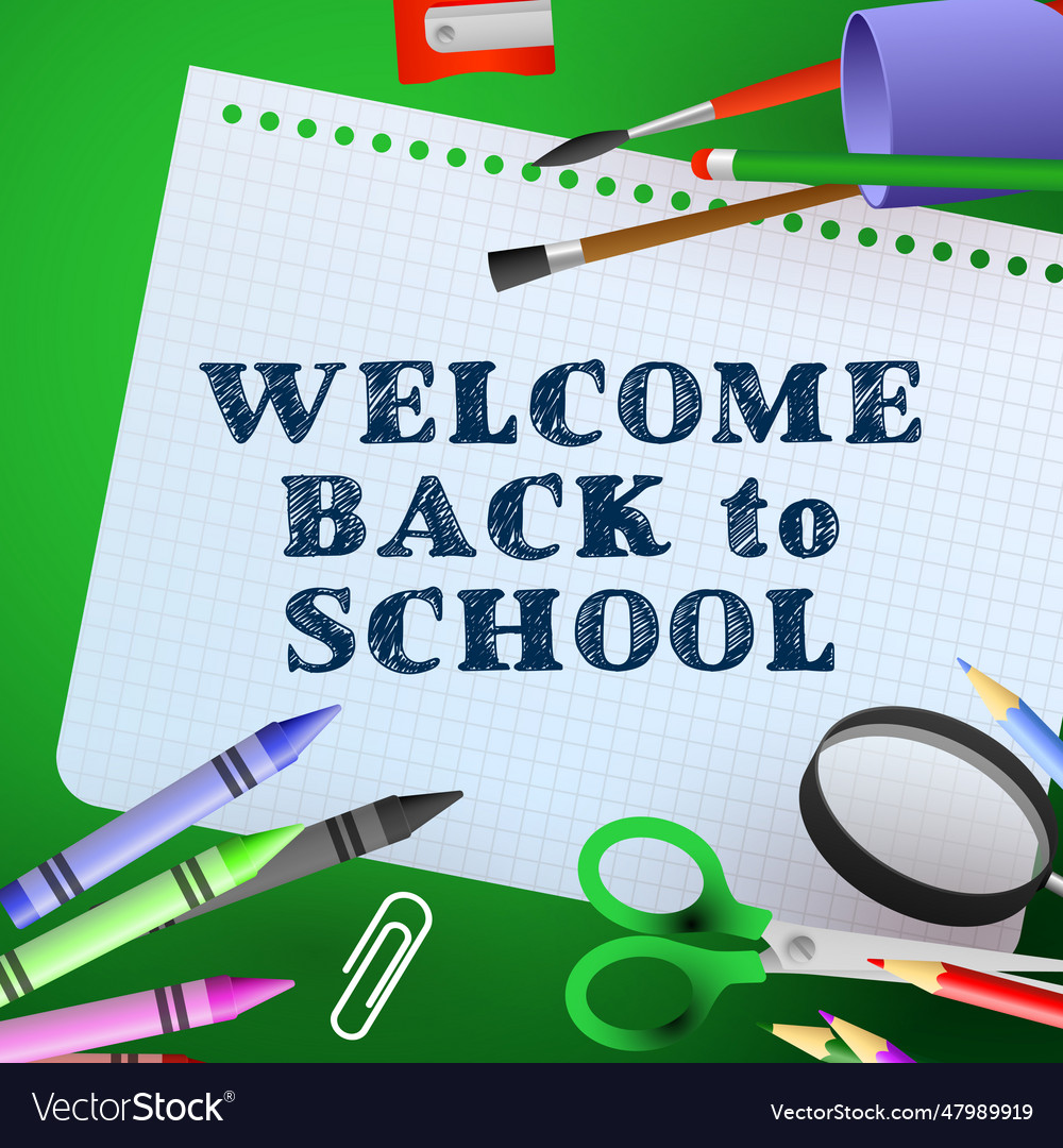 Welcome back to school lettering on paper Vector Image