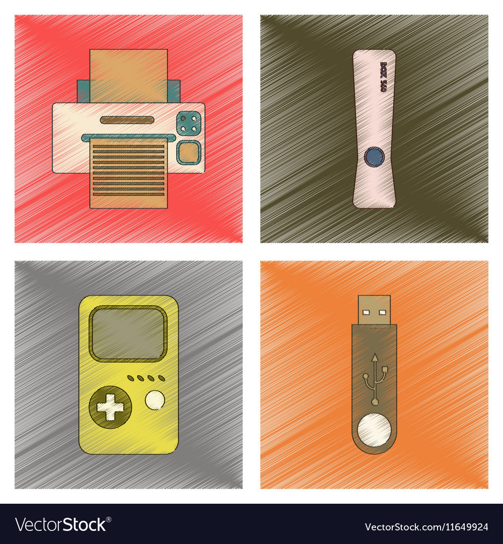 Assembly flat shading style icon technology game