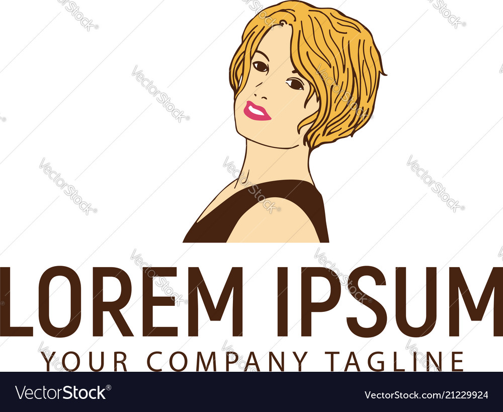 Schöne Frau mit stilistischen Haar Logo Design