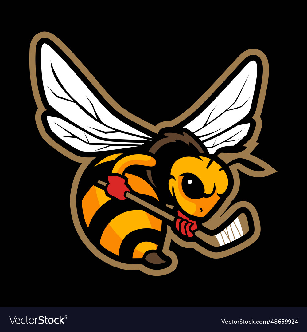 Bee hockey template mascot logo Royalty Free Vector Image