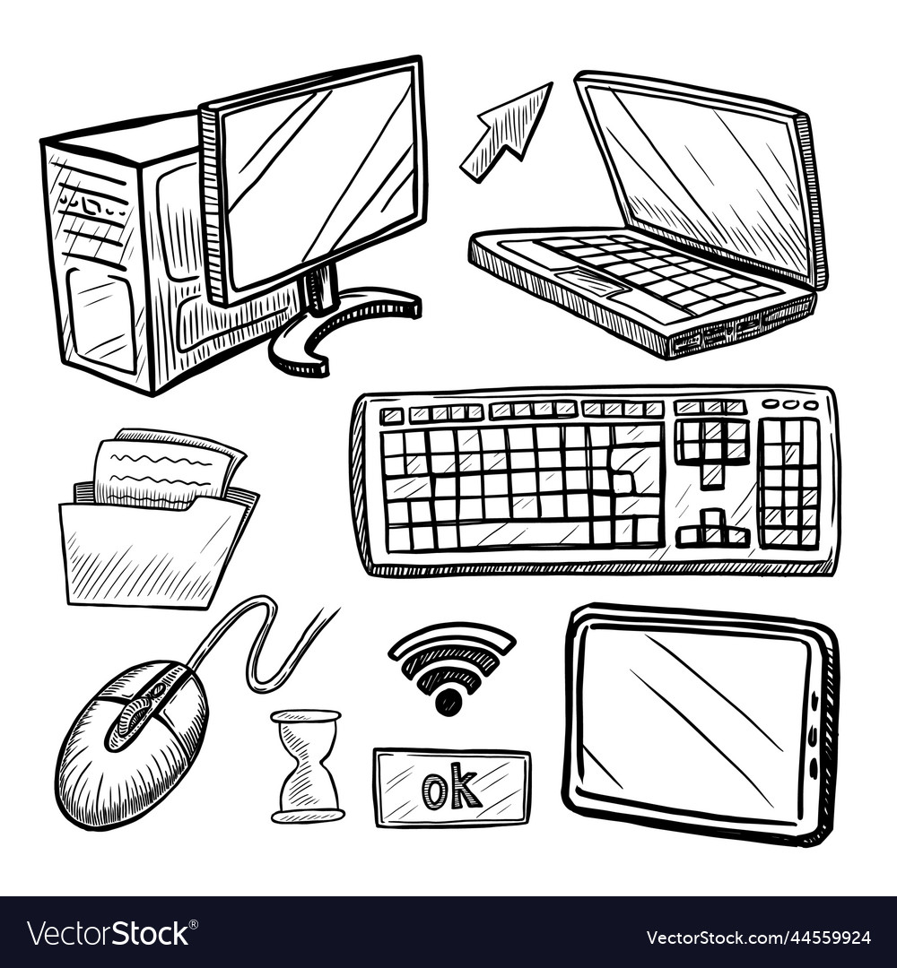 Computer icon set on white vector image Computer icon set on white