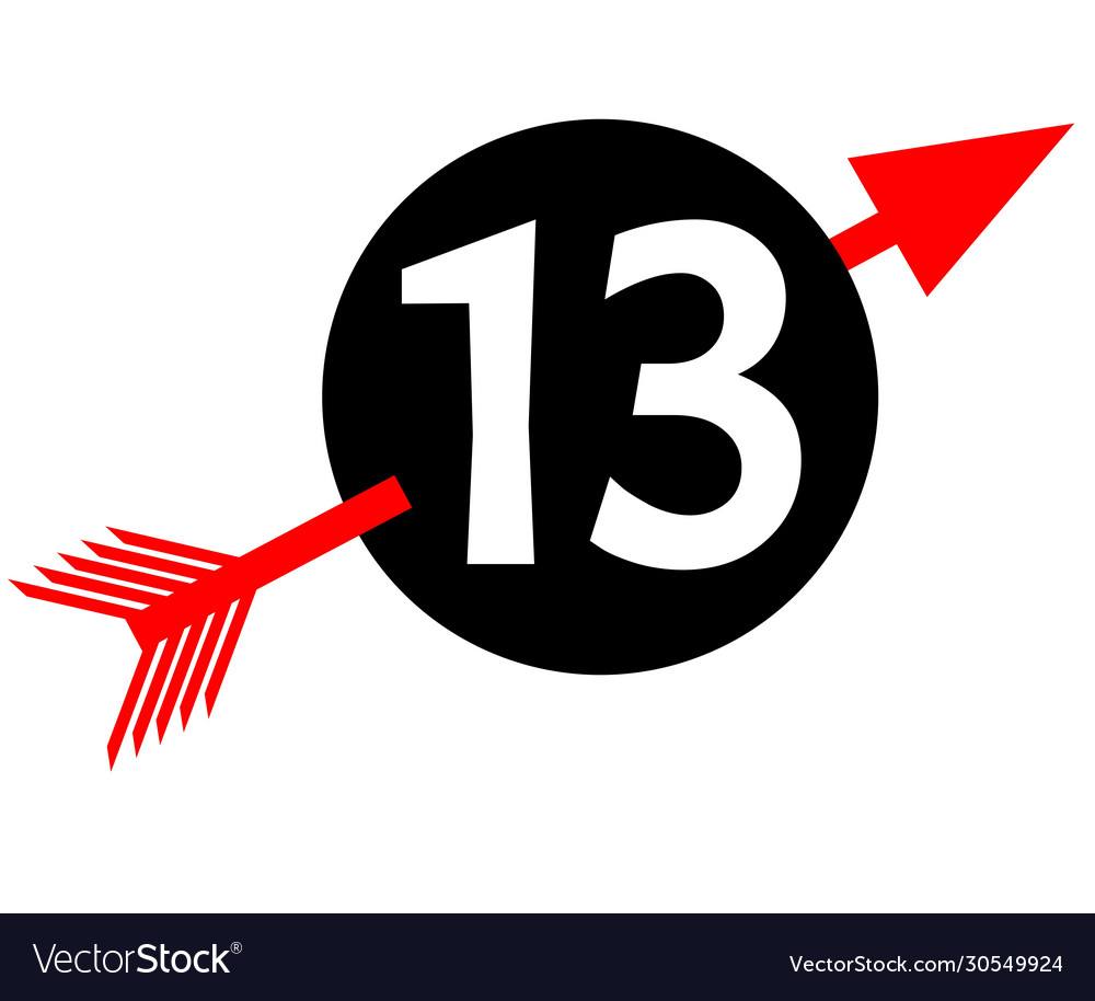 Emblem with digit thirteen white number 13 Vector Image