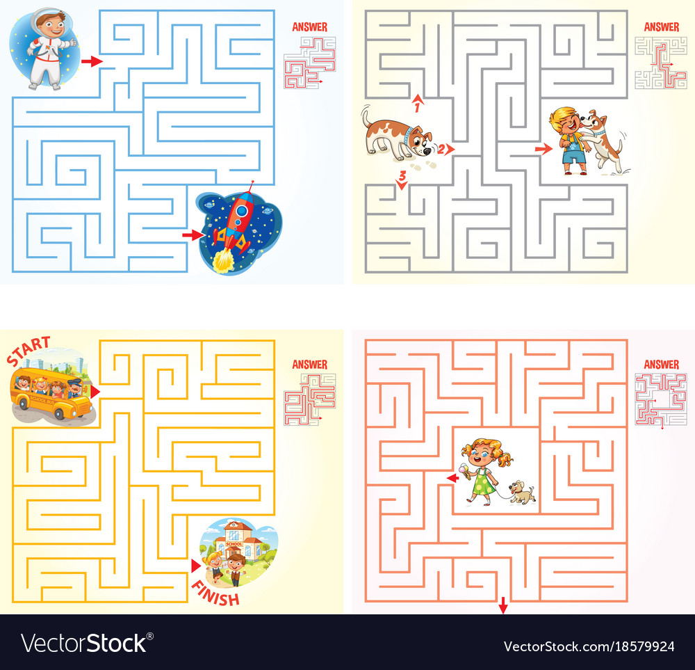 Help the character to find a way out of the maze Vector Image