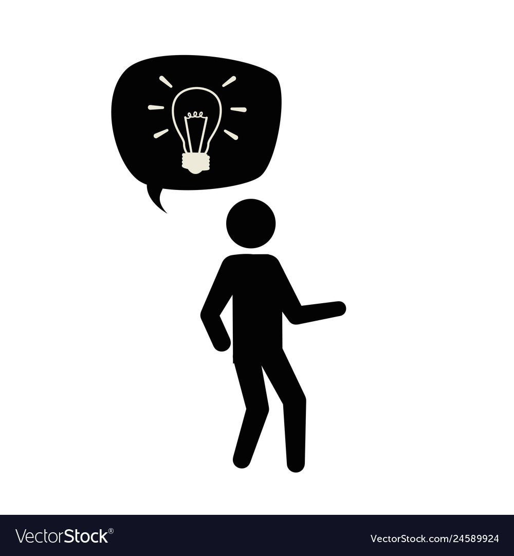 Human Figure With Bulb Silhouette Icon Royalty Free Vector