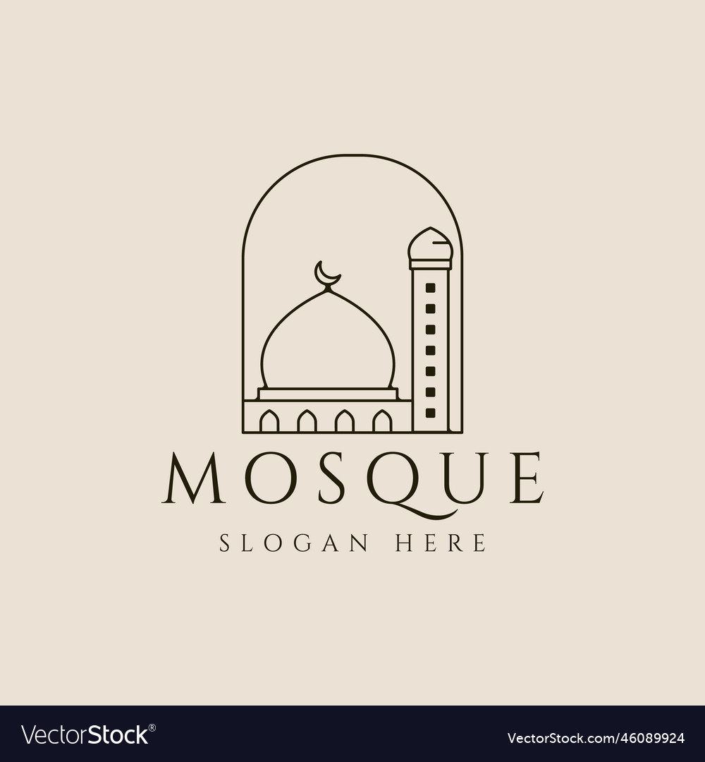 Islamic mosque architecture line art logo icon Vector Image