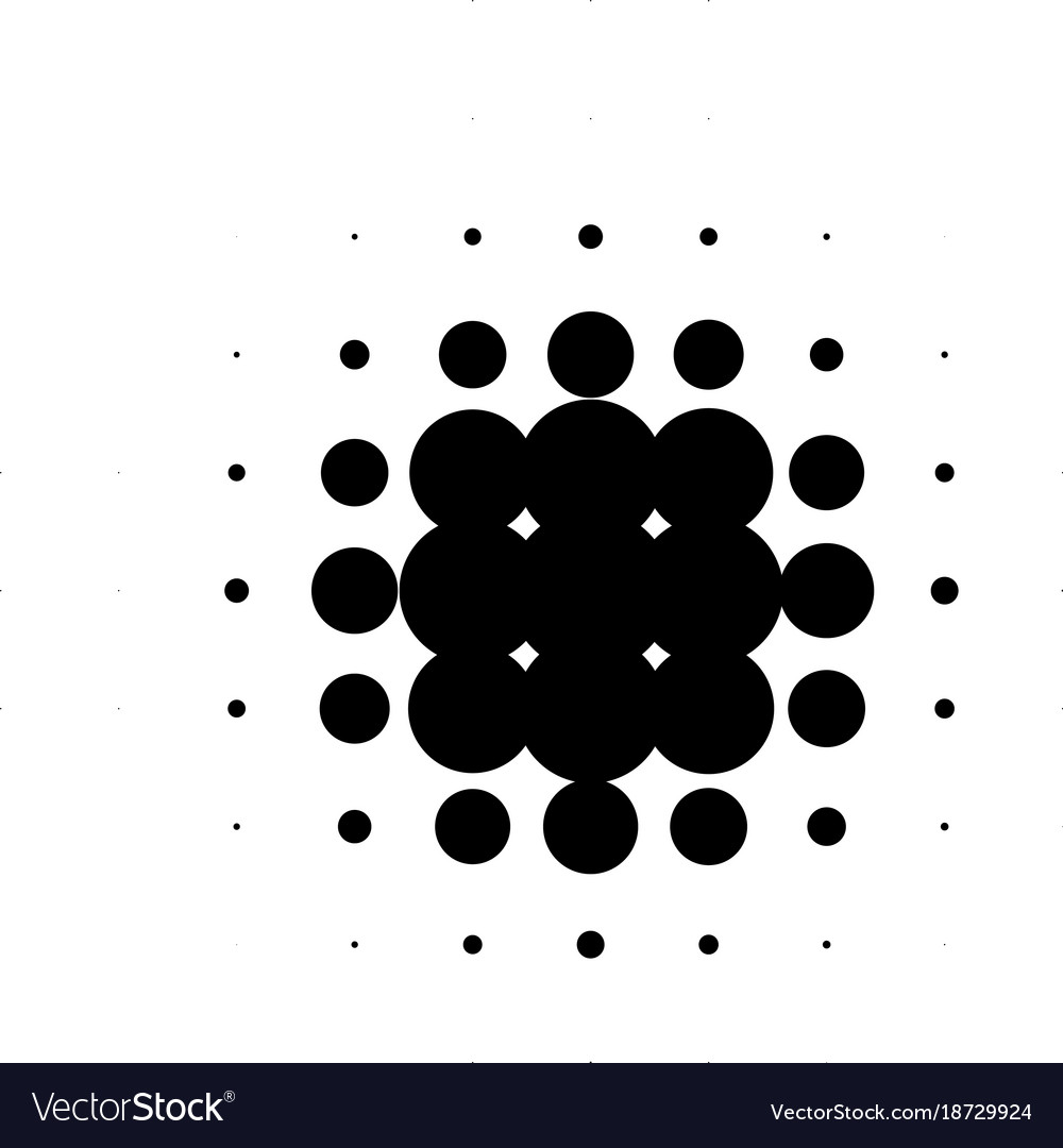 Isolated black color abstract round shape halftone