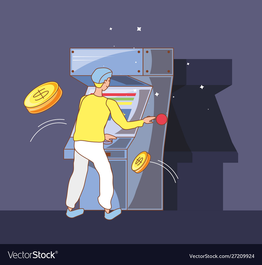 Man in video game console coins
