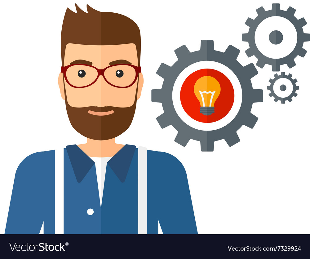 Man with bulb and gears