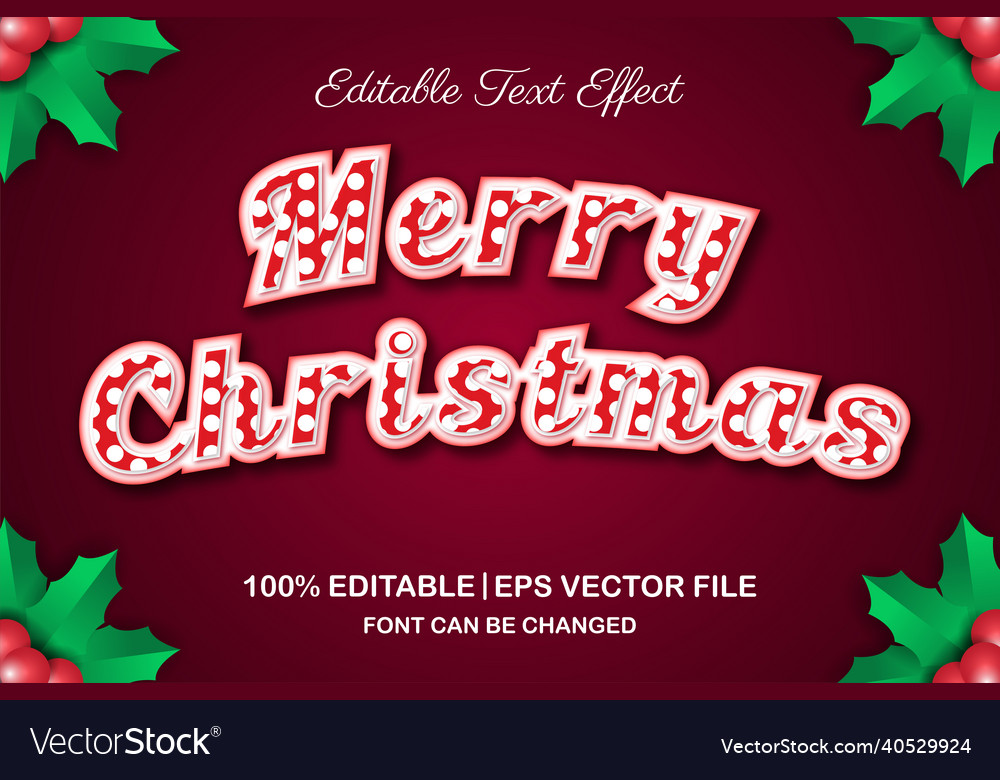 Merry christmas editable text Effekt 3d style vector image Merry christmas editable text Effekt 3d style