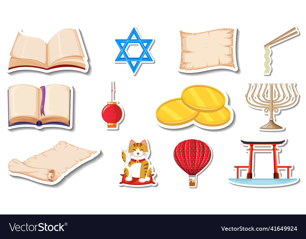 Set of different traditional objects vector image Set of different traditional objects