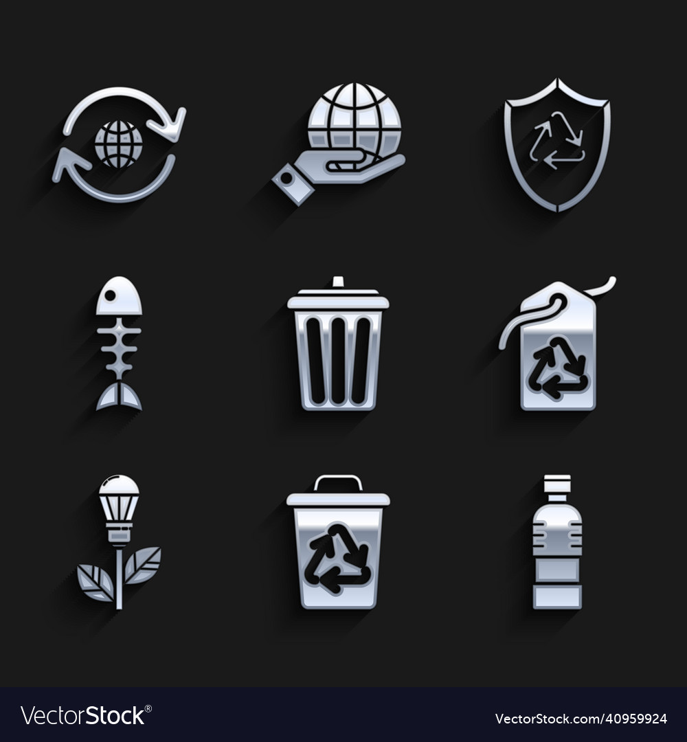 Set trash can recycle bin with recycle symbol Vector Image