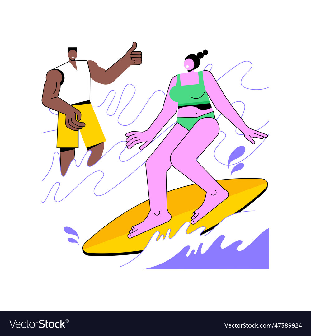 Surf instructor isolated cartoon Royalty Free Vector Image