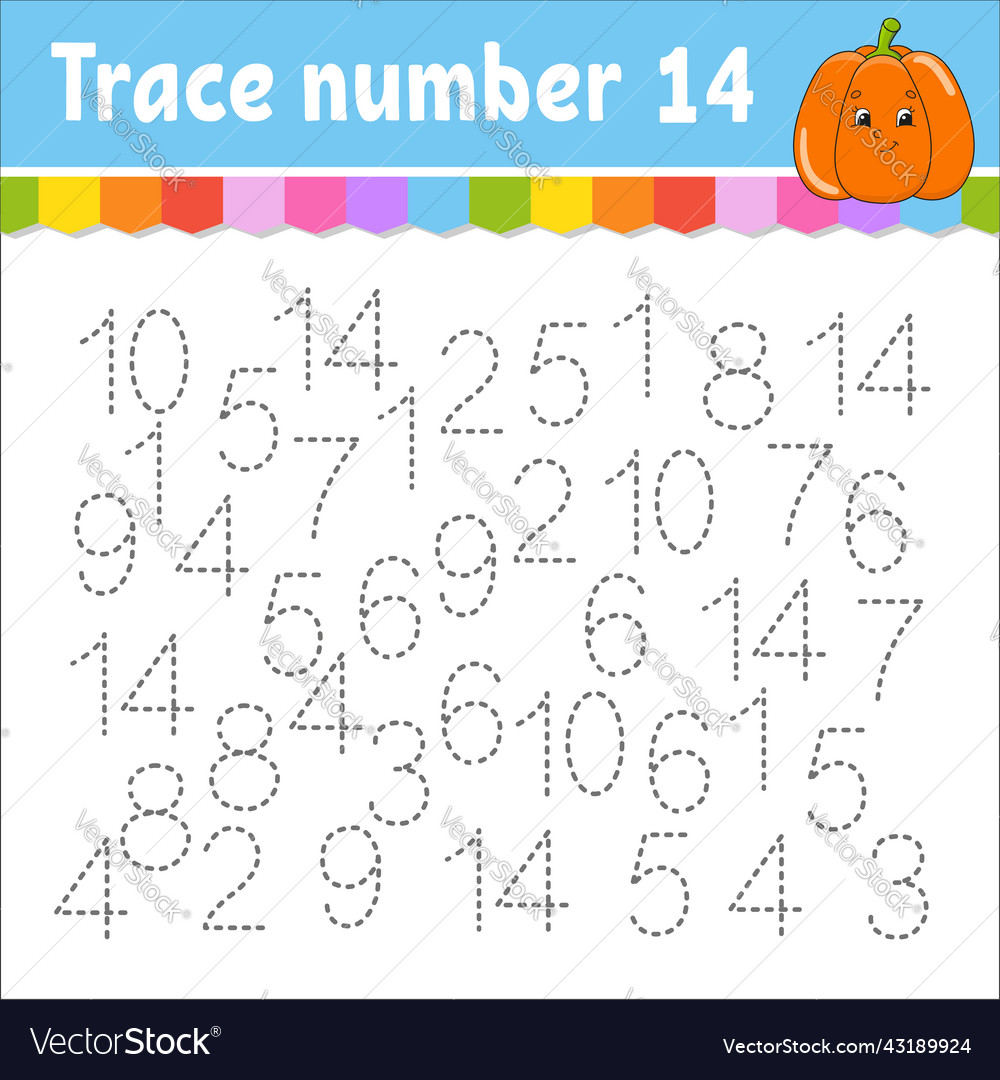 Trace number handwriting practice learning vector image Trace number handwriting practice learning
