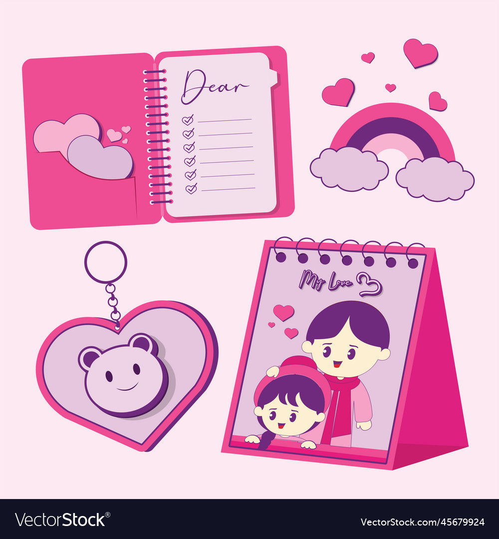 Valentines day element collections in flat