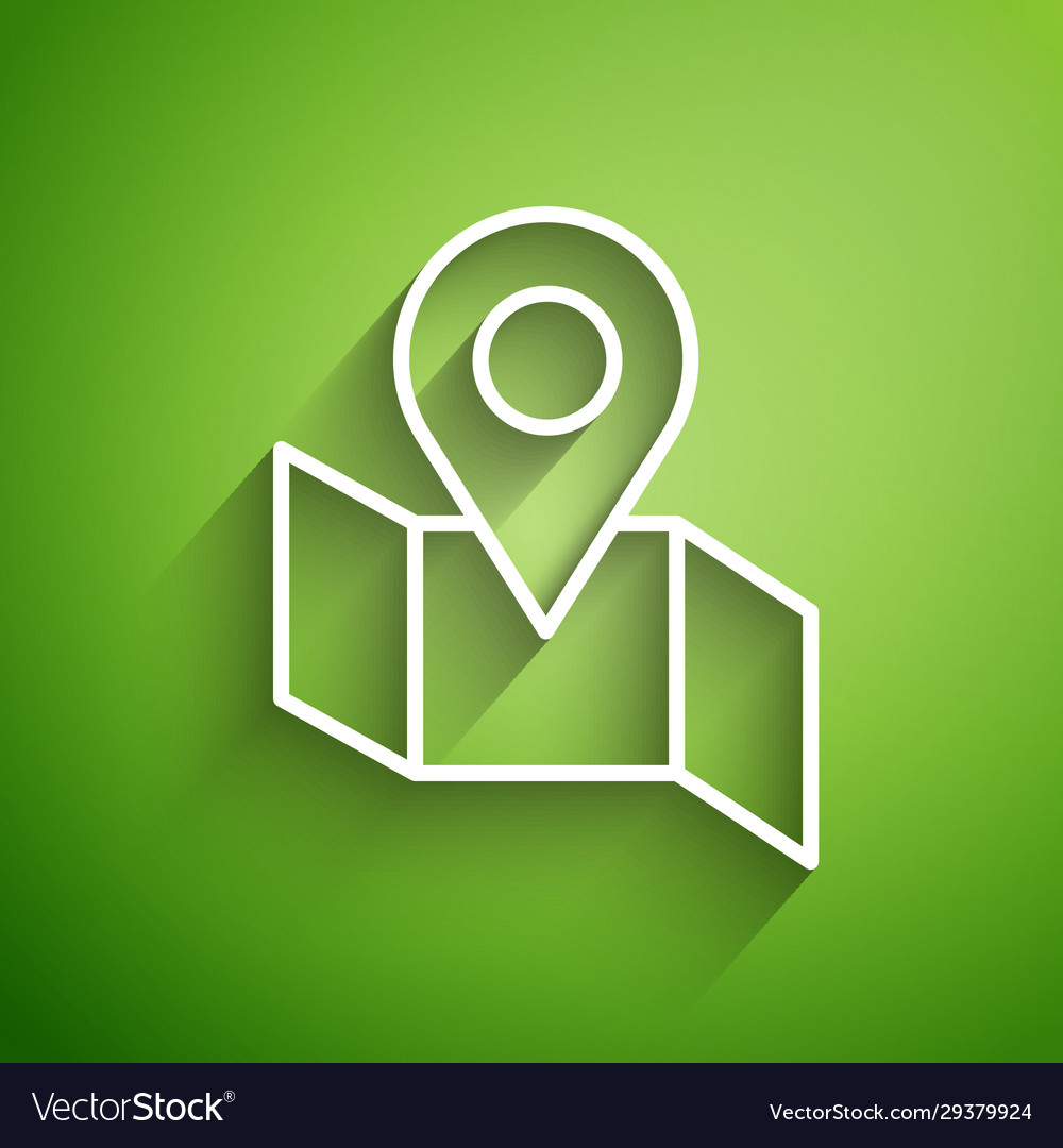 White line folded map with location marker icon vector image White line folded map with location marker icon