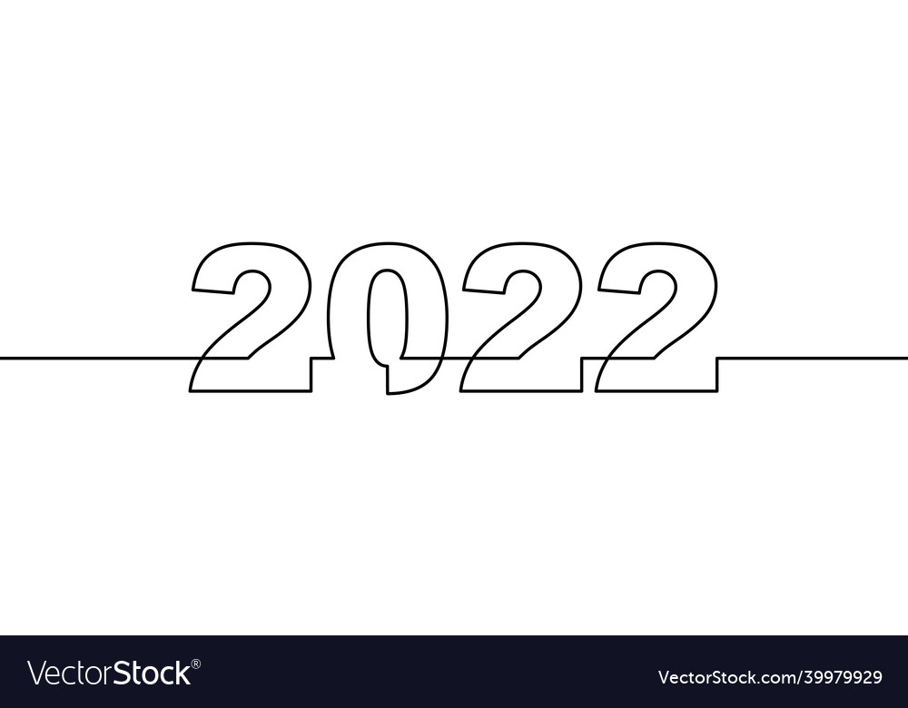 2022 single thin line drawing continuous line art Vector Image