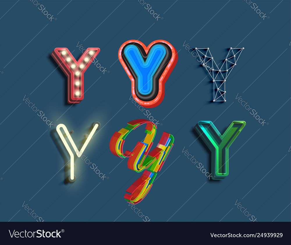 A character set 6 different styled font vector image A character set 6 different styled font