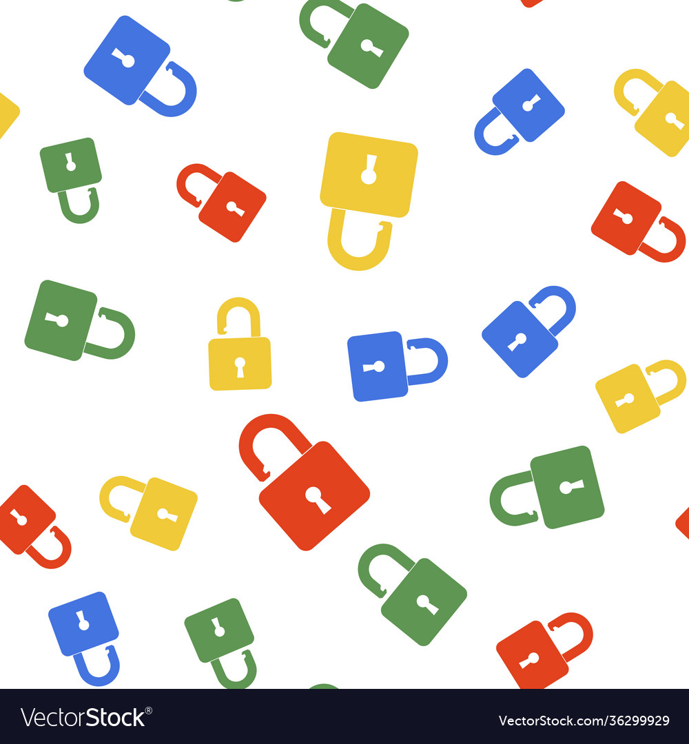 Color open padlock icon isolated seamless pattern