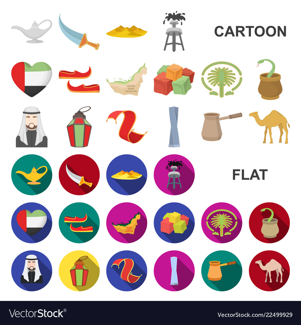 Country united arab emirates cartoon icons in set