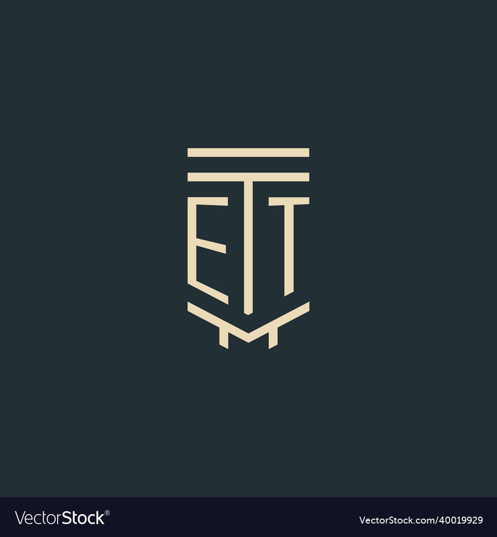 Et initial monogram with simple line art pillar