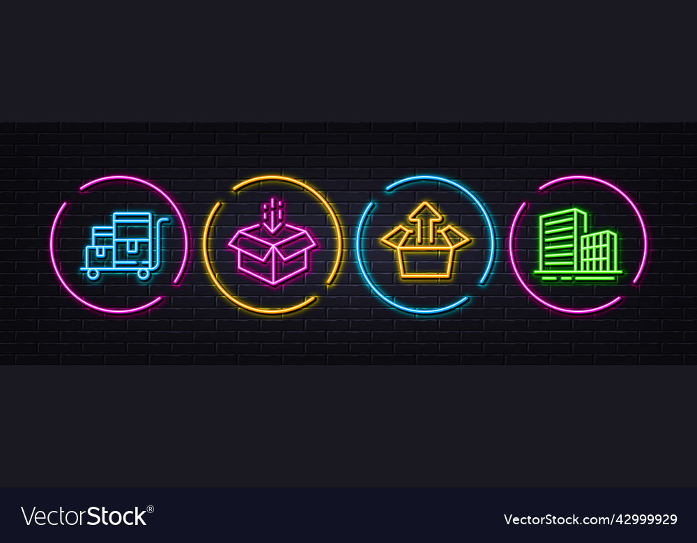 Get box send and inventory cart minimal line vector image Get box send and inventory cart minimal line