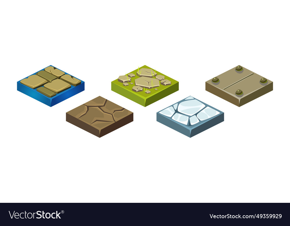 Ground textures game surface and platform square vector image Ground textures game surface and platform square