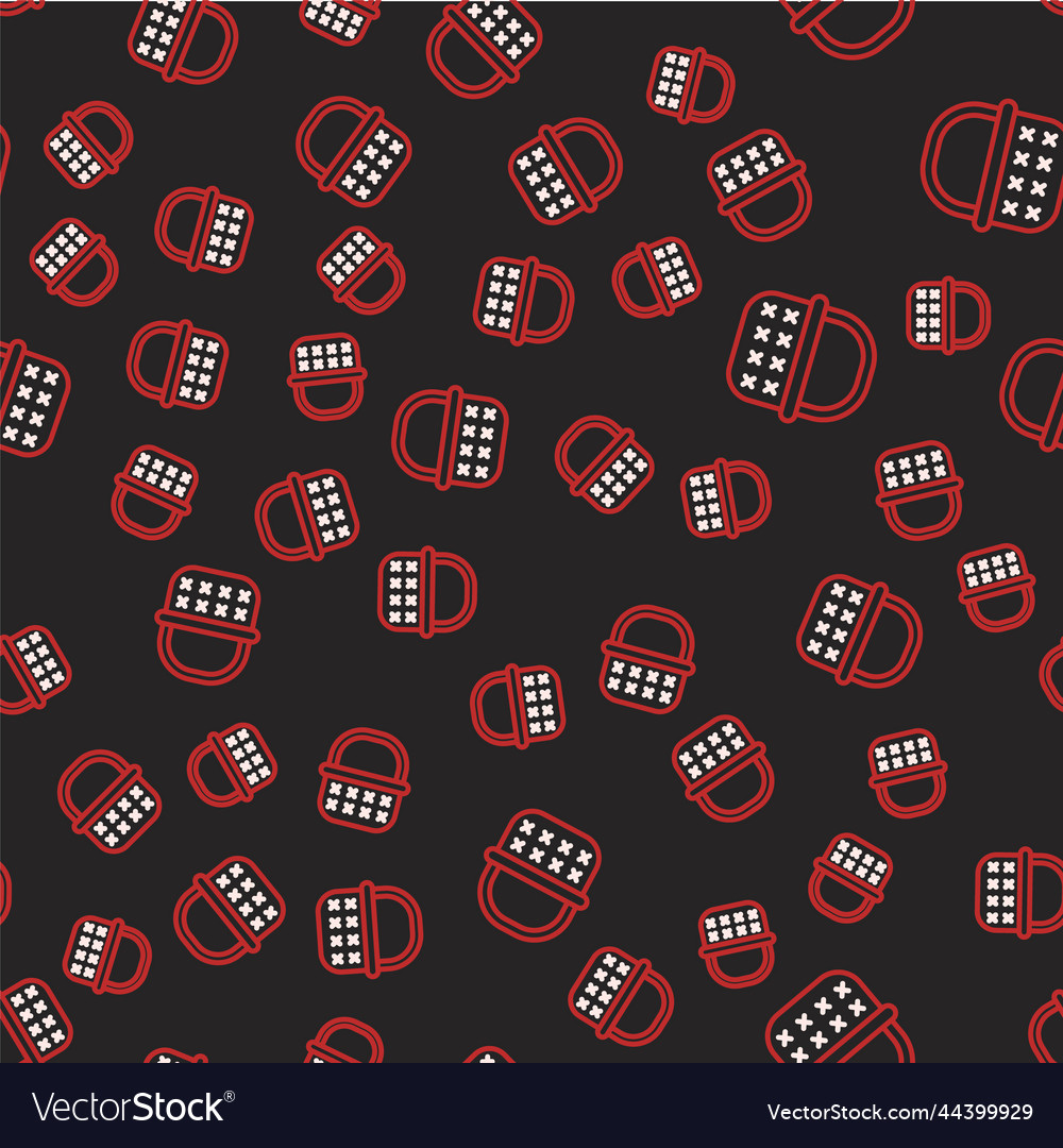 Line wicker basket icon isolated seamless pattern Vector Image Line wicker basket icon isolated seamless pattern
