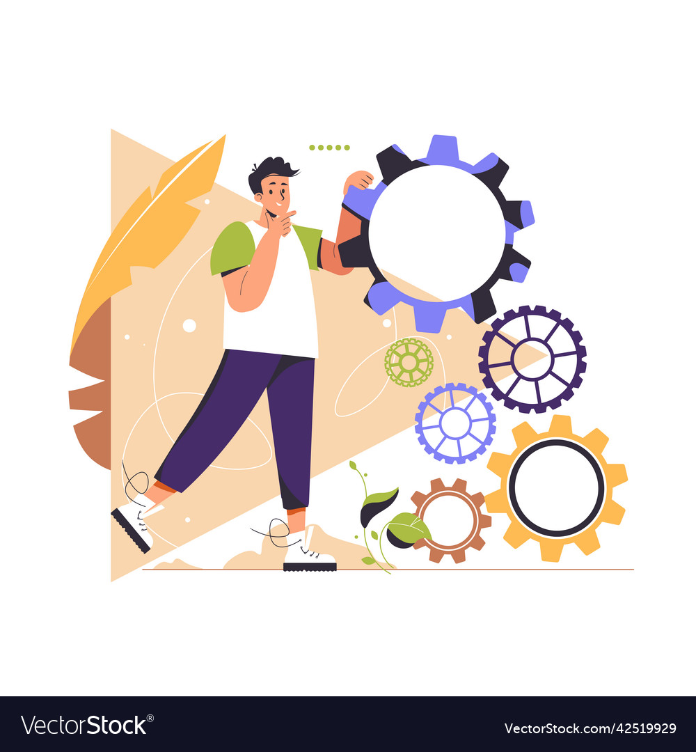 Man with logical technical structural thinking vector image Man with logical technical structural thinking