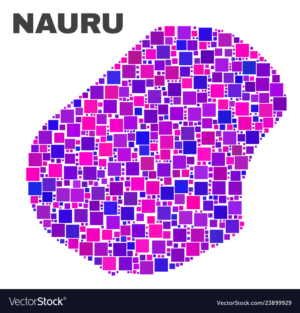Mosaic nauru map of square items vector image Mosaic nauru map of square items