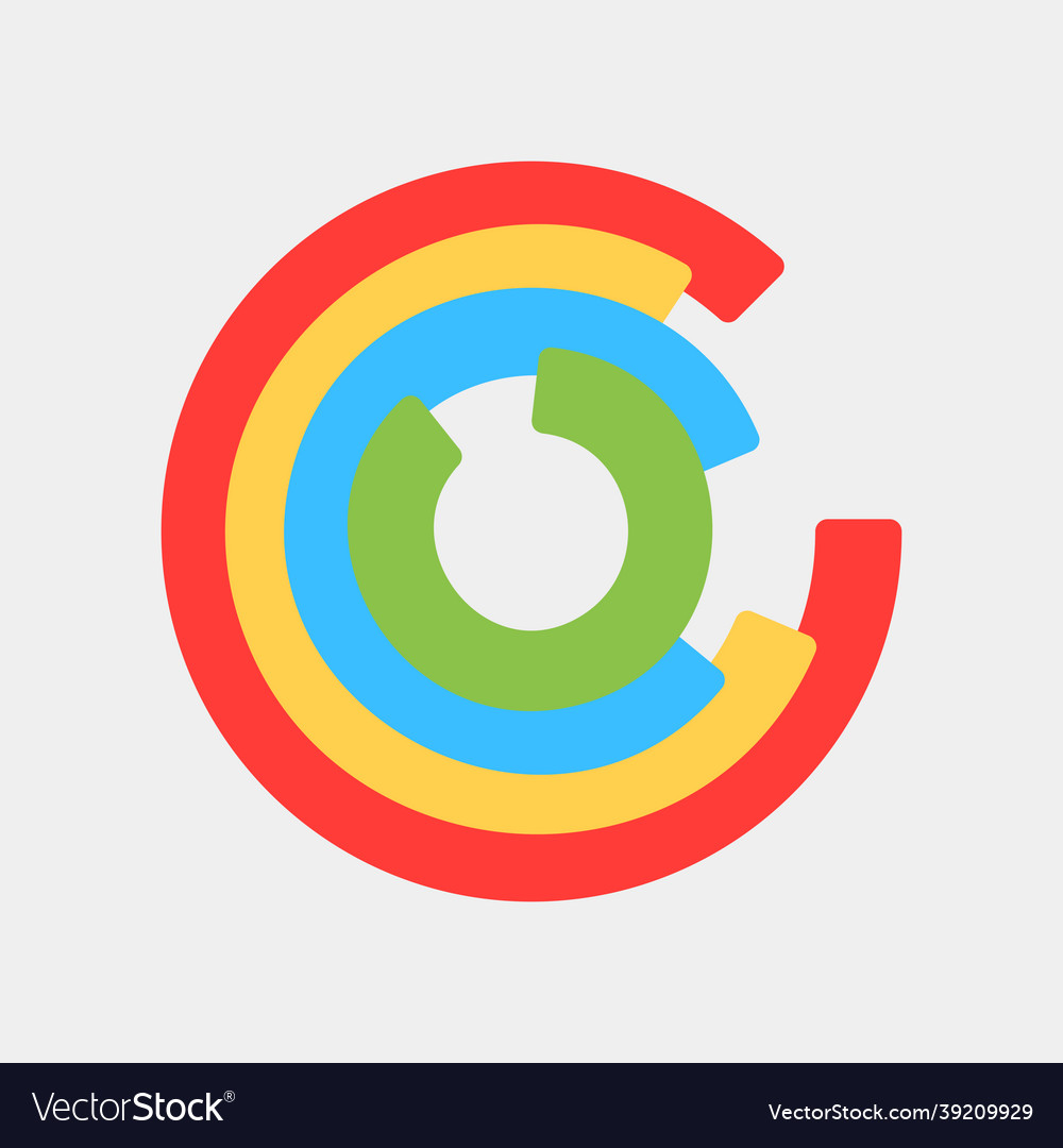 Pie chart icon in flat style for any projects vector image Pie chart icon in flat style for any projects