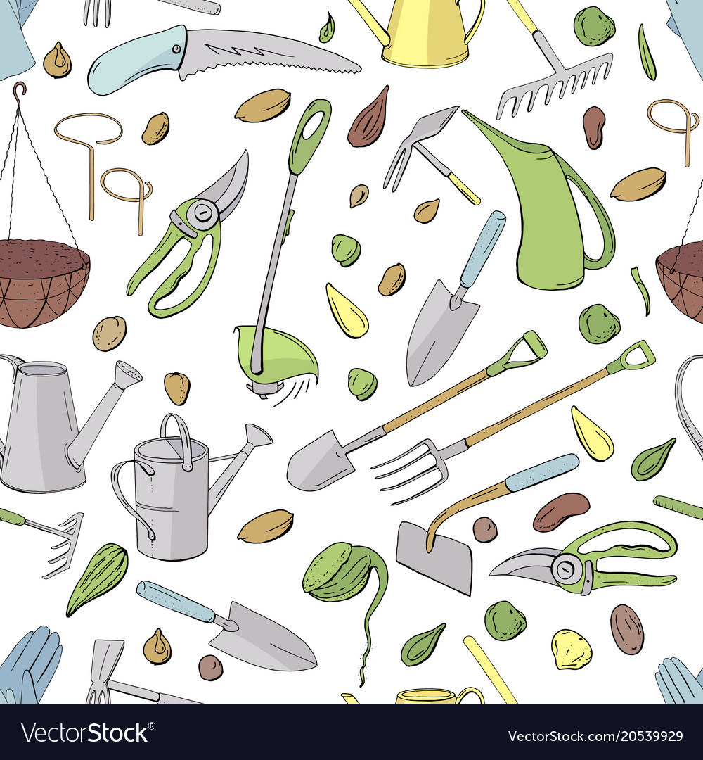 Seamless pattern with different objects and tools Vector Image