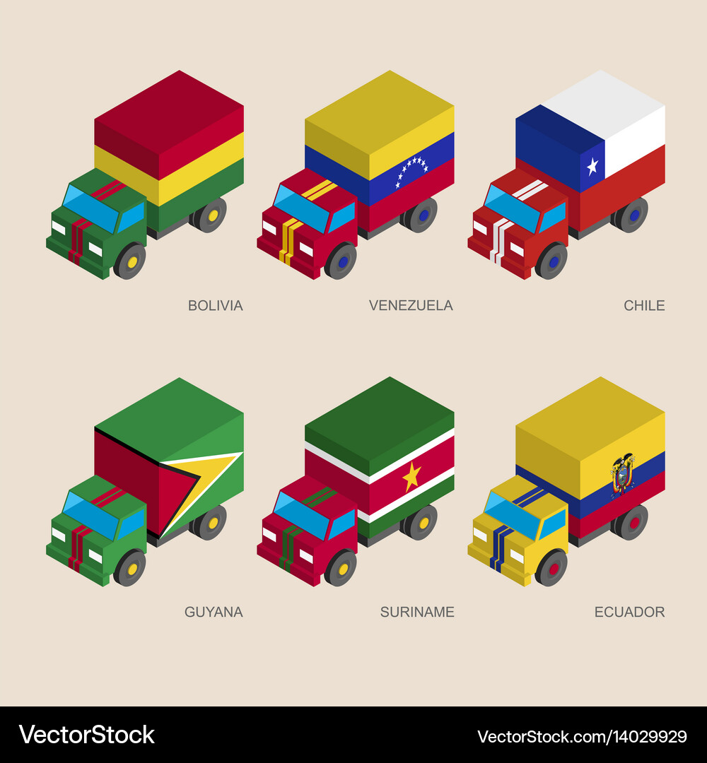 Set isometric 3d cargo Royalty Free Vector Image