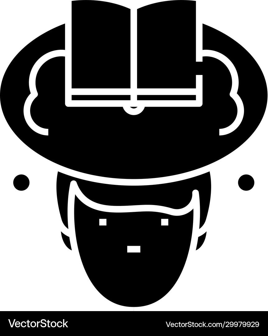 Studying mind black icon concept Royalty Free Vector Image