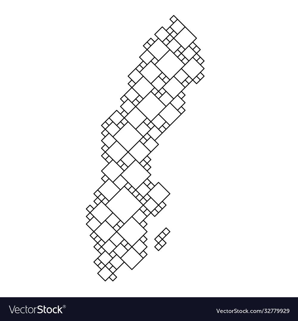 Sweden map from black pattern a grid vector image Sweden map from black pattern a grid