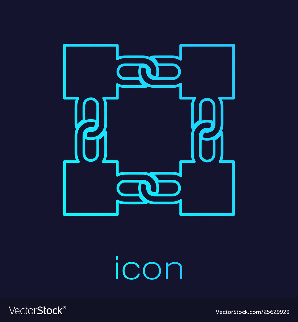Turquoise blockchain technology line icon isolated