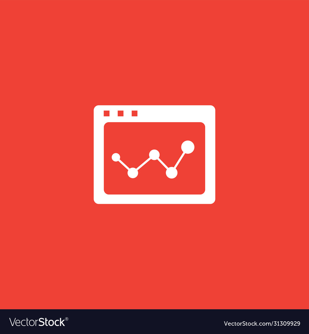 Web page analysis icon on red background flat vector image Web page analysis icon on red background flat