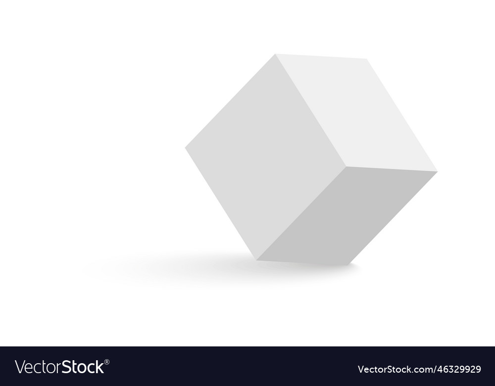 White cube 3d abstract box with shadow geometric vector image White cube 3d abstract box with shadow geometric