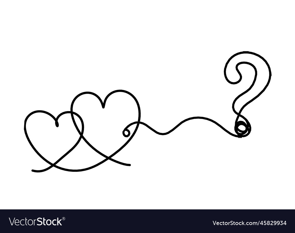 Abstract heart with question mark as continuous vector image Abstract heart with question mark as continuous