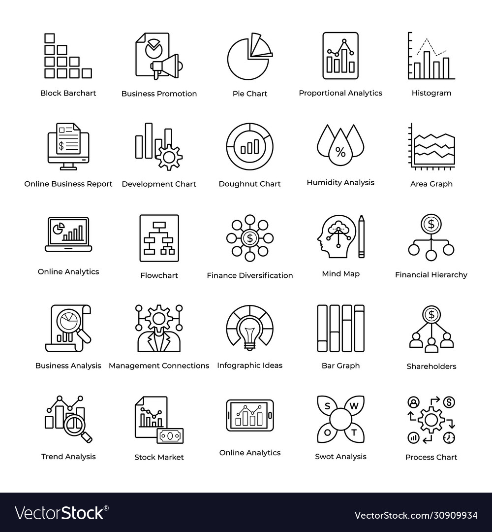 Data analytics line pack vector image Data analytics line pack