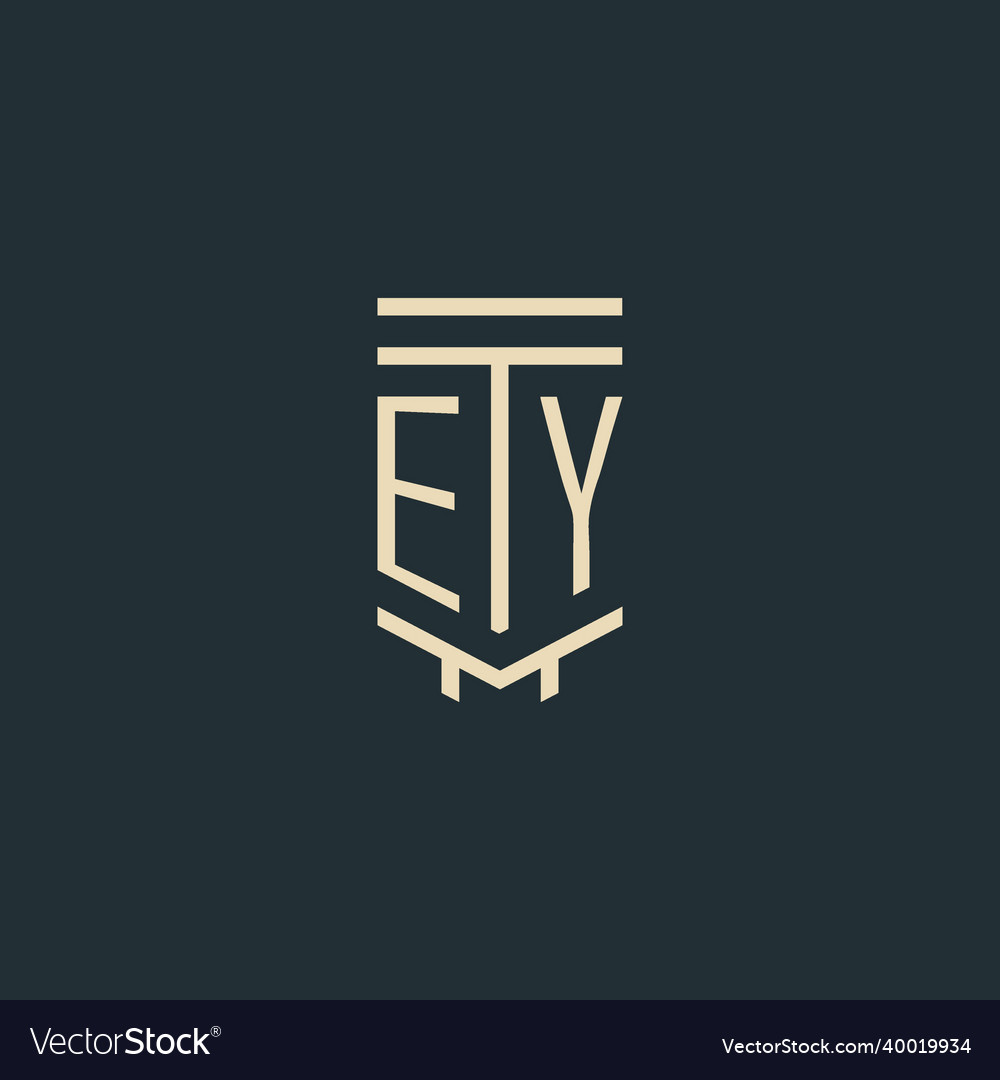 Ey initial monogram with simple line art pillar Vector Image Ey initial monogram with simple line art pillar