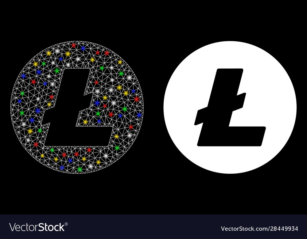 Flare mesh network litecoin coin icon with vector image Flare mesh network litecoin coin icon with