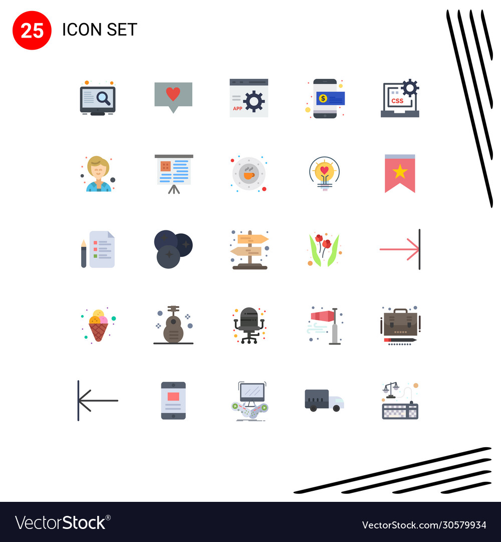 Flat color pack 25 universal symbols coding