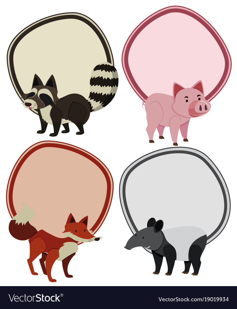 Four Border Templates With Wild Animals Royalty Free Vector Four Border Templates With Wild Animals Vector Image