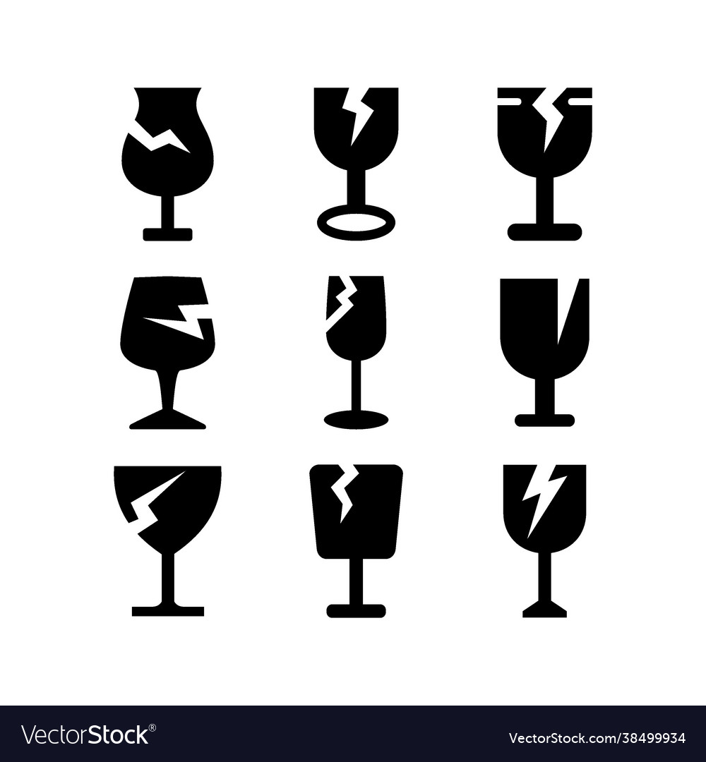 Fragile icon set vector image Fragile icon set