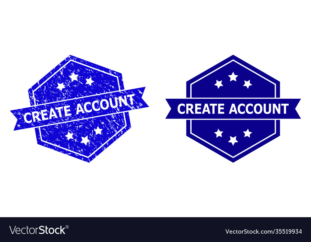 Hexagonal create account stamp with unclean
